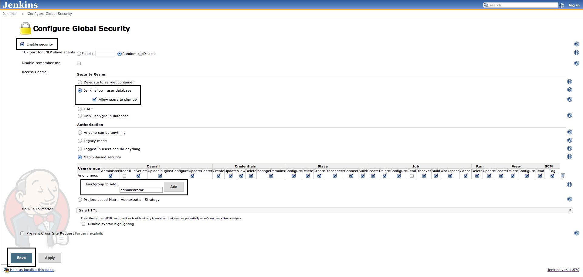 Setting up Jenkins security user groups